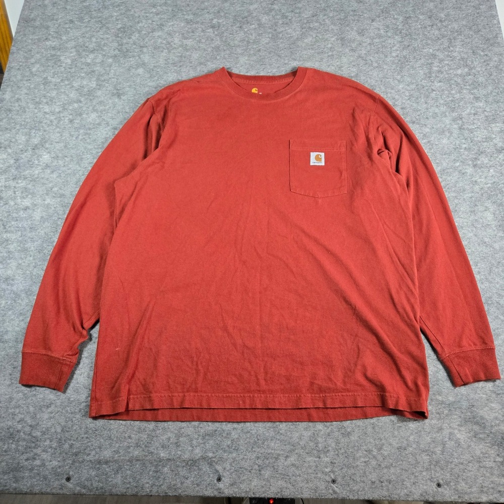 Carhartt Mens Red K126 Original Fit Pocket Long Sleeve T-Shirt XL